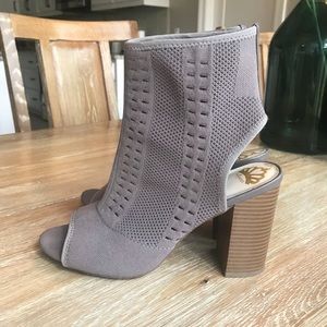 Gray Fergalicious Open-Toe Booties